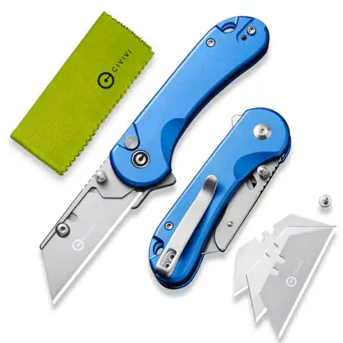 CIVIVI Folding Utility Knife Box Cutter, Elementum Utility Pocket Edc Knife with 3Pcs Extra Razor Blades