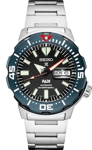 SEIKO SRPE27 Automatic Dive Watch for Men Prospex PADI Special Edition LumiBrite Hands, Elapsed Timing Bezel Water Resistant 200M