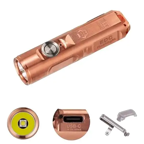 RovyVon Aurora A9 Pro G4 Copper Keychain Flashlights, Max 650 High Lumens