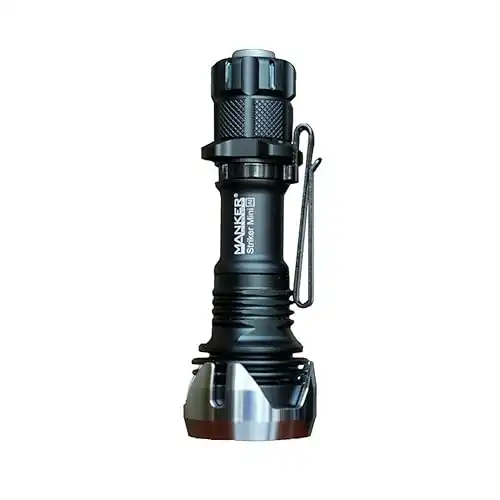 Manker Striker-Mini Pocket Flashlight, 635 Lumens 430m Beam Range LED, Power by 14500 Battery,Compatible with AA