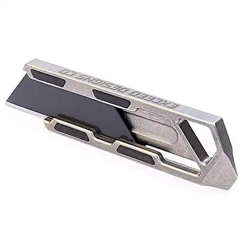 TIRANT RAZOR-M 3.0 Magnetic Slide (Stonewashed) 6Al-4V Titanium Utility Knife & Pry Bar, EDC Knife, Box Cutter, MADE IN USA (Jet-Black Magnets/NO Clip)