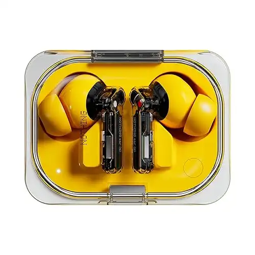 Nothing Ear (a) Wireless Earbuds with ChatGPT Integration, 45dB Hybrid Noise Cancelling Earbuds, Hi-Res Audio, Advanced Equaliser, Dual Connect,6 Mics,42.5H Playtime Ear buds Wireless Bluetooth Yellow