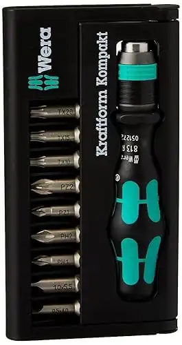 WERA - 5056653001 KK 10 Bitholder compacto e conjunto de bits, 10 peças