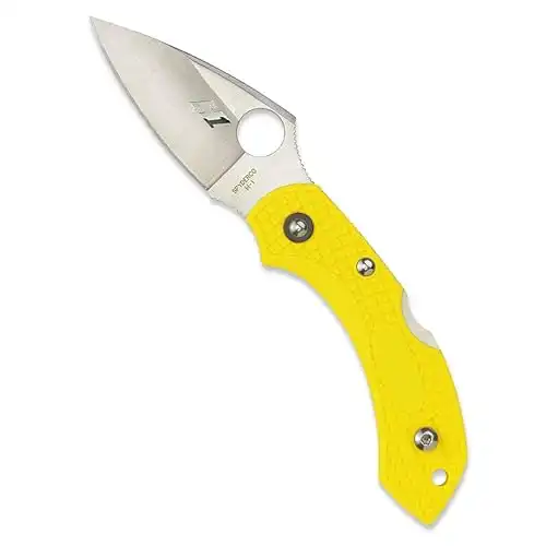 Spyderco Dragonfly 2 Lightweight Salt Knife with 2.25 H-1 Steel Blade and High-Strength Yellow FRN Handle PlainEdge C28PYL2