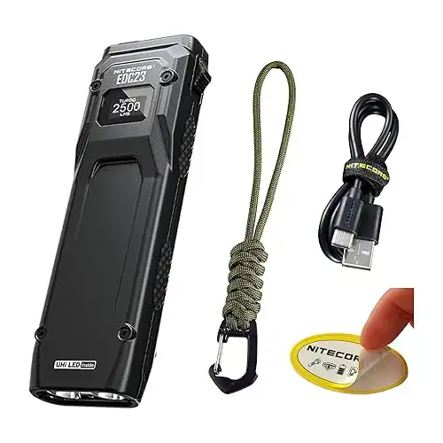Nitecore EDC23 EDC Flashlight, 2500 Lumen Ultra-Slim Flat Shape USB-C Rechargeable