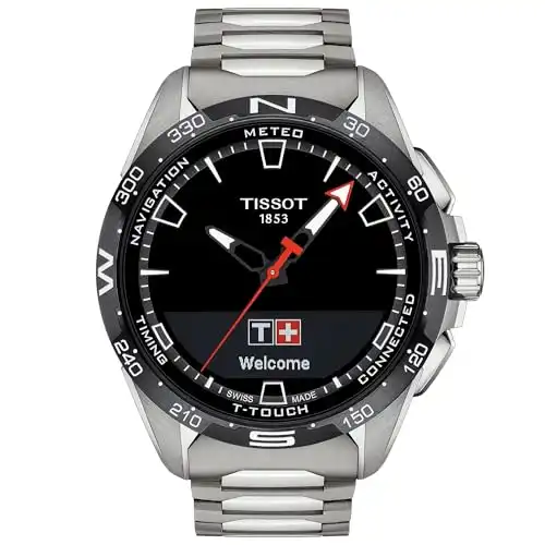 Tissot Unisex T-Touch Connect Solar Antimagnetic Titanium Case Swiss Tactile Quartz Watch with Strap, Grey, 23 (Model: T1214204405100)